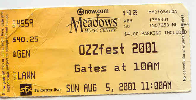 My Ozzfest 2001 ticket